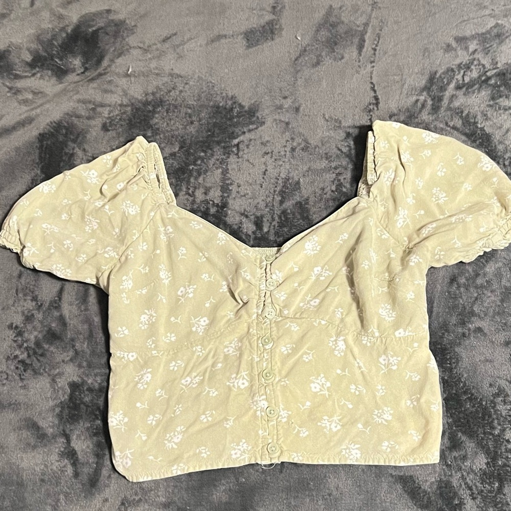 Floral Puff Sleeve Top crop
